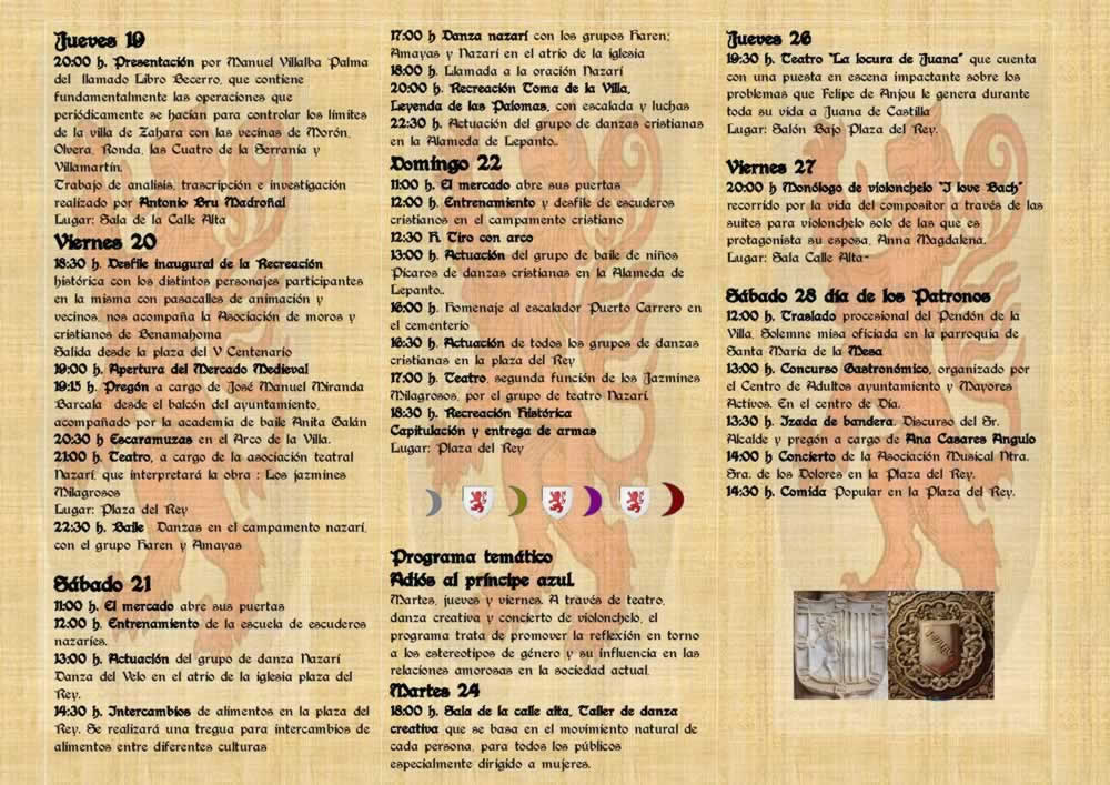 PROGRAMACION Del Recreaci n Hist rica De La Toma De La Villa De Zahara 