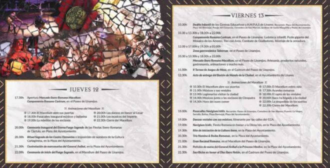 Programa p1 mercado romano en Linares 12 al 15 de Mayo 2022