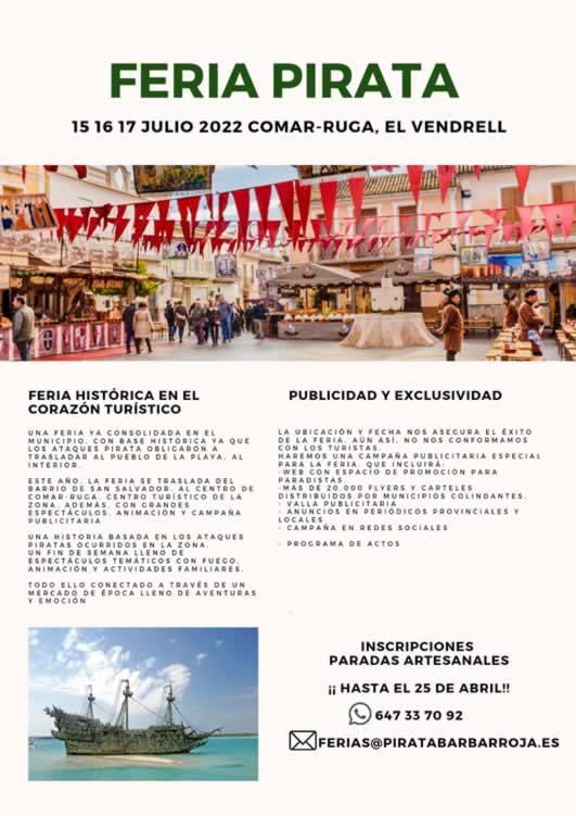 15 al 17 de Julio 2022 Feria pirata en Comar-Ruga , Tarragona