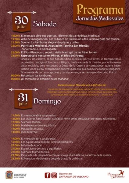 Programa XIII Jornadas Medievales de Madrigal de las Altas Torres