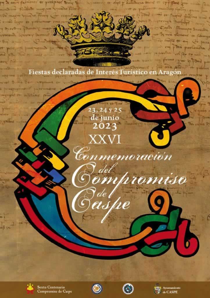 Cartel de las Fiestas de Conmemoración del Compromiso de Caspe en Caspe , Zaragoza edición año 2023