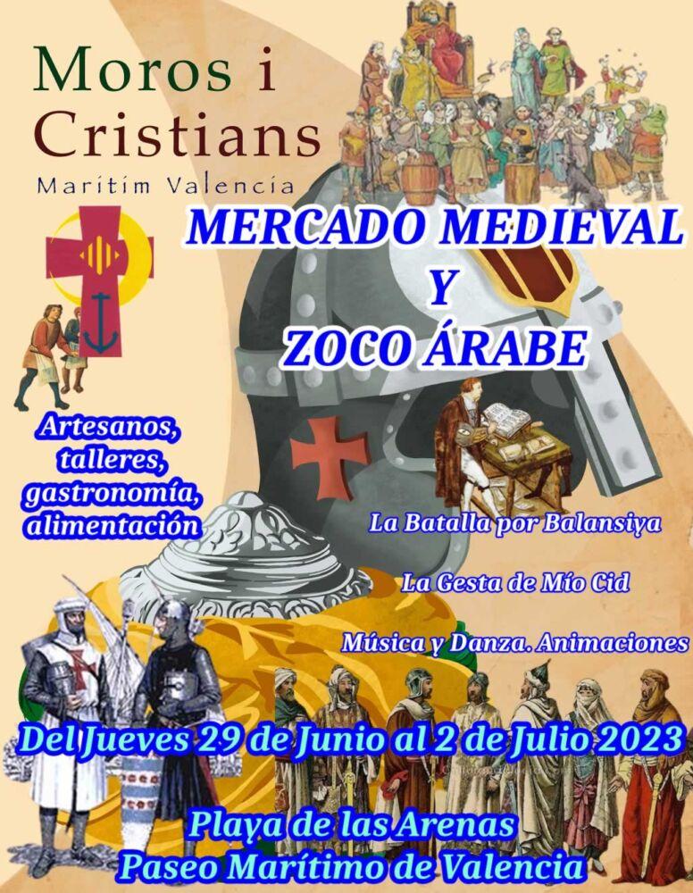 Feria medieval en la playa de Las Arenas de Valencia (Malvarrosa) Fiestas de Moros y cristianos "Marítimo" 2023